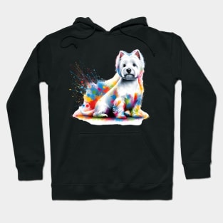 West Highland White Terrier in Vivid Splash Art Hoodie